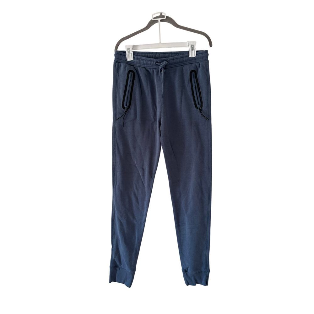 Hoodies Athleisure Blue Jogger Sweatpants Men’s Medium Drawstring Zip Pocket - Picture 2 of 7